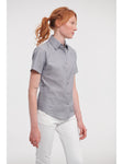 R933F - Taillierte Oxford Bluse -⁠ Kurzarm